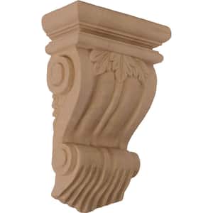 3-1/2 in. x 7 in. x 11 in. Unfinished Wood Lindenwood Traditional Leaf Corbel