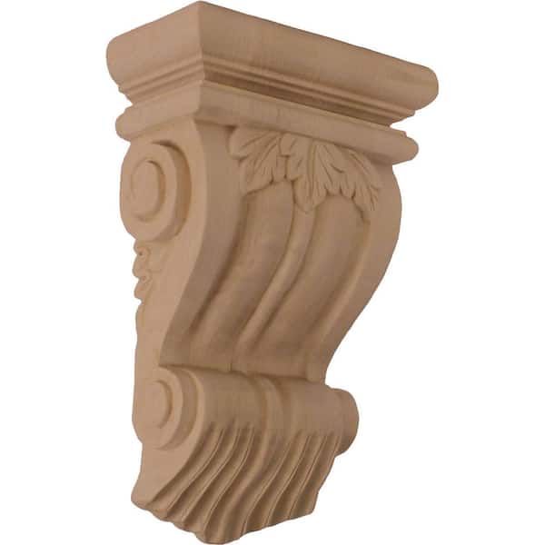 Ekena Millwork 3-1/2 in. x 7 in. x 11 in. Unfinished Wood Maple Traditional Leaf Corbel