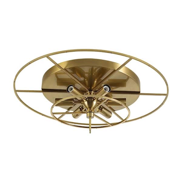 HUOKU Neuvy 6-Light 22.4-inch Aged Brass Flush Mount Modern