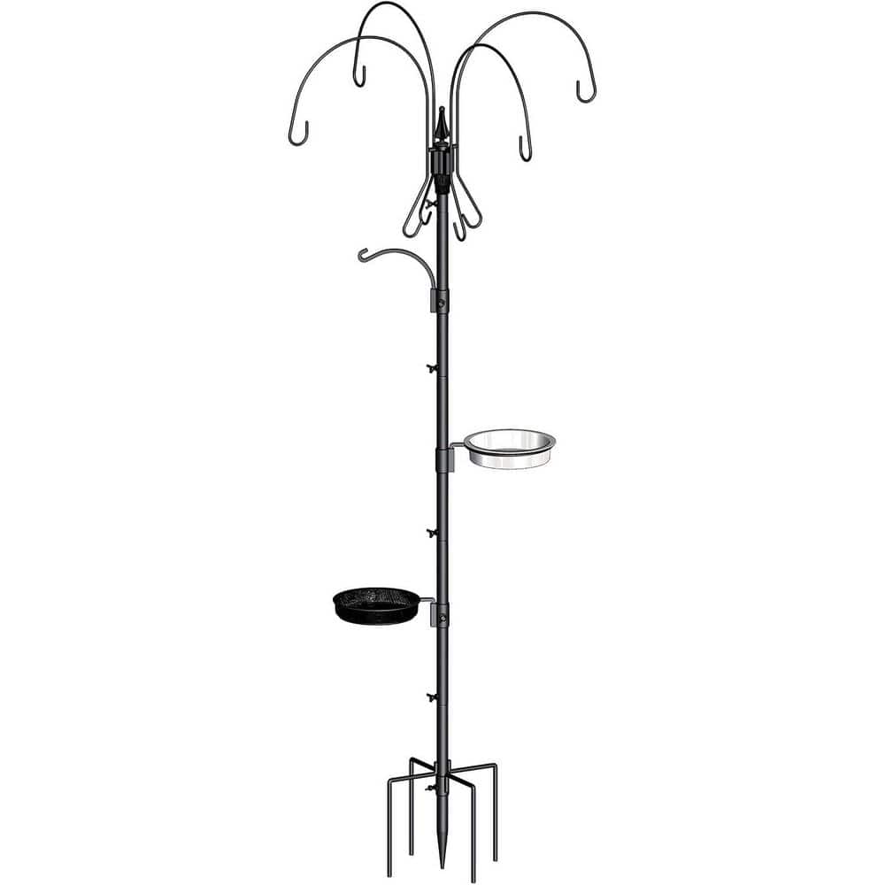 75 in. 4 Hooks Heavy-Duty Bird Feeder and Water Dispenser Shepherd Hook Bir