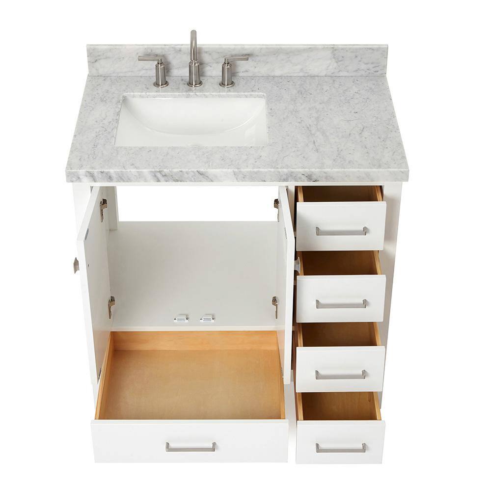 Cambridge White Marble Top Single Sink Bathroom Vanity