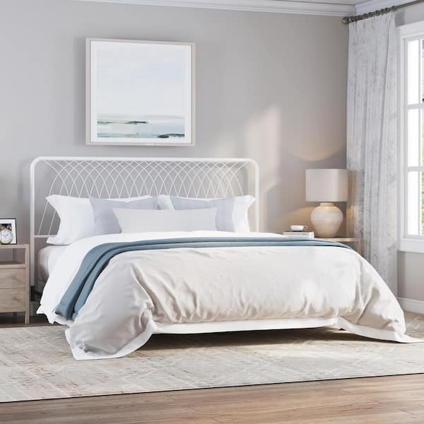 Hillsdale Furniture Alicia Metal King Headboard with Frame, Textured White