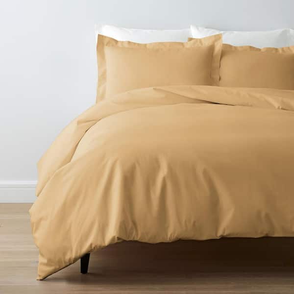 The Company Store Company Cotton Butterscotch Solid 300-Thread Count Cotton Percale Twin XL Duvet Cover