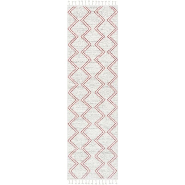 Well Woven Kennedy Reeve Modern Chevron Kids Pink Ivory 2 ft. 7 in. x 9 ft. 10 in. Runner Area Rug