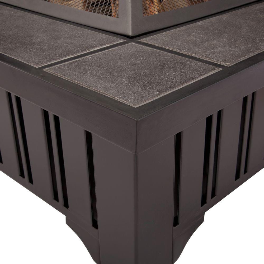 Gray Wood-Burning Free-Standing Square Fire Pit