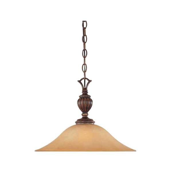 Designers Fountain Le Mans Collection 1-Light Burnished Walnut with Gold Accents Hanging Pendant
