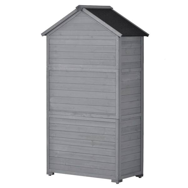 Gray 3.3 ft. W x 1.8 ft. D Solid Wood Outdoor Storage Shed, Tool Storage Cabinet with Detachable Shelves (5.9 sq. ft.)