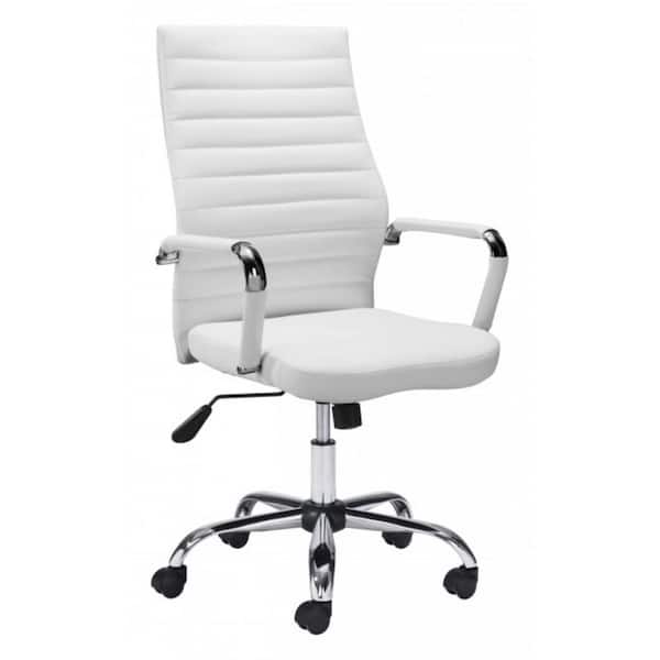 HomeRoots Julia White Faux Leather Office Chair with Nonadjustable Arms