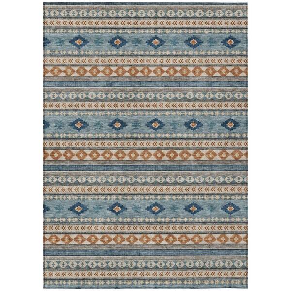 Chantille Machine Washable Indoor/Outdoor Abstract ACN3124 Denim 5 ft. x 7 ft. 6 in. Area Rug