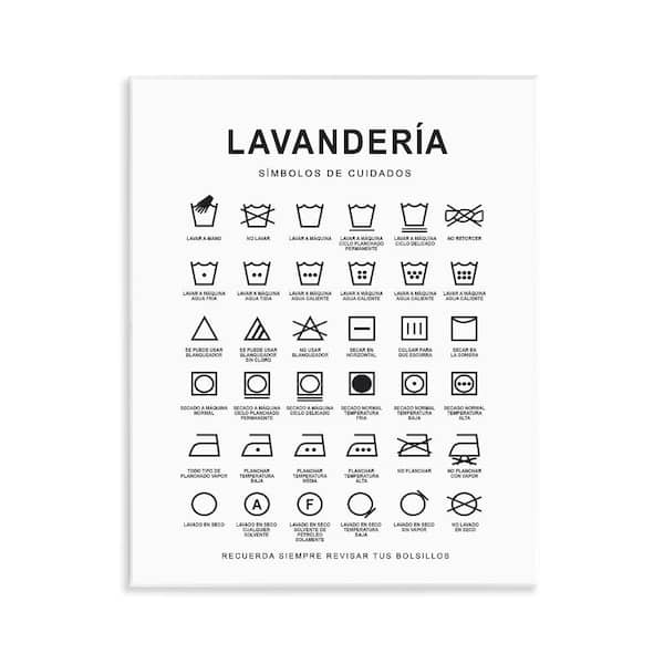 Stupell Industries Lavanderia Symbol Guide White by Lettered and Lined Unframed Wall Plaque Typography Graphic Art Print 14 in. x 11 in.