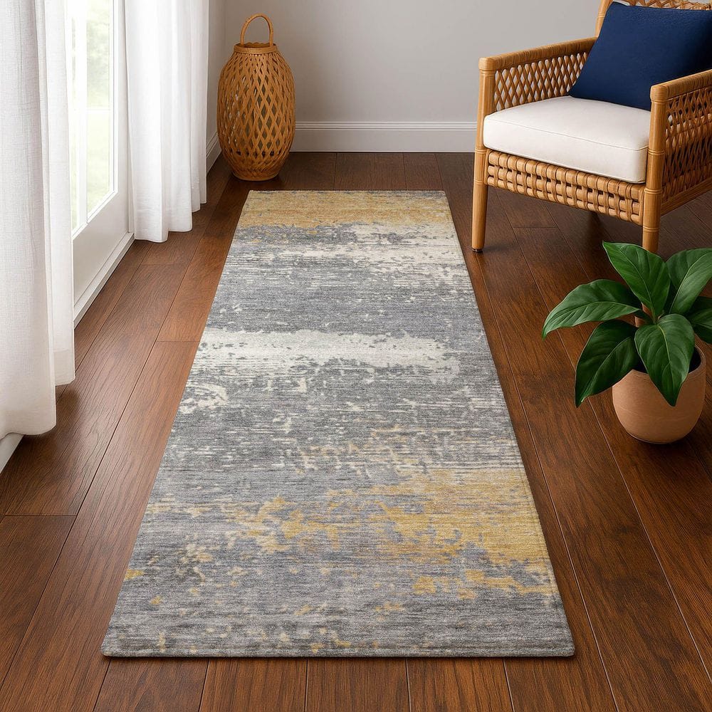 Mayfield Premium Machine Washable Abstract AMF1777 Gold 2 ft. 3 in. x 7 ft. 6 in. Runner Rug price history on PriceWatchPro