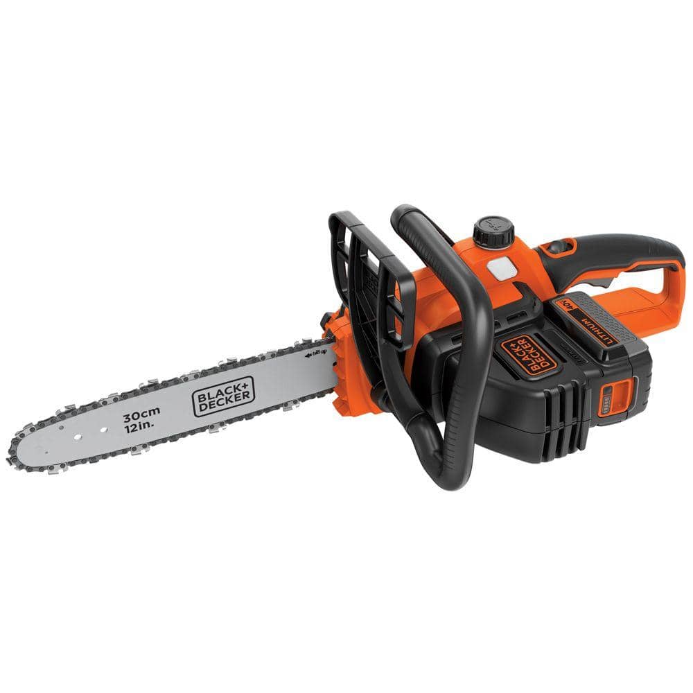 12-Inch Orange and Black Electric Chainsaw with Safety Chain
