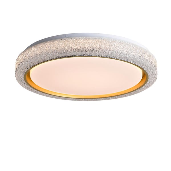 Rae 19 in. White Flush Mount Ceiling Light with 5-Color Modes and Eye Protection