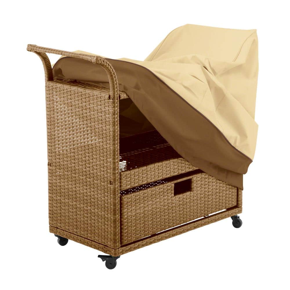 Beige and Brown Water-Resistant Polyester Double Handle Bar Cart Cover