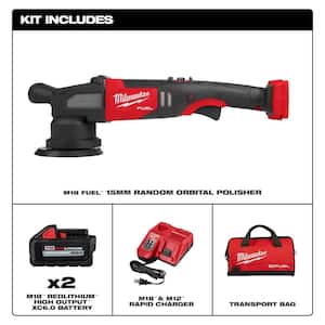 M18 FUEL18V Lithium-Ion Brushless Cordless 15 mm DA Polisher Kit with (2) M18 Batteries, Charger and Bag