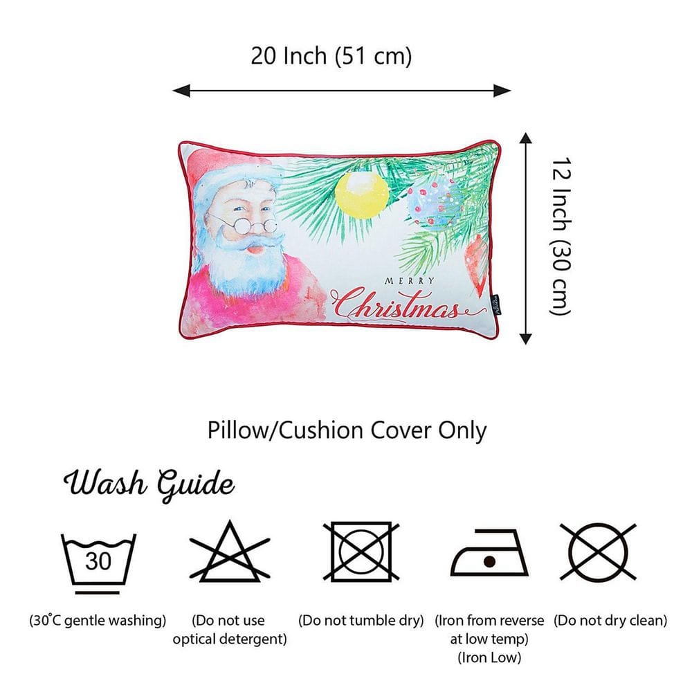 Christmas 12" X 20" Red and White Christmas Polyester Pillow Cover