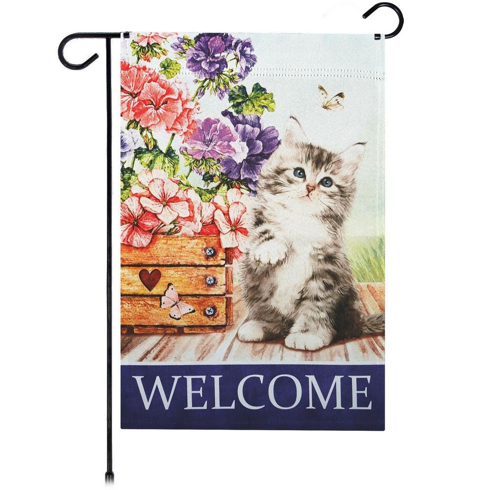 1 ft. x 1.5 ft. Polyester Welcome Kitten Flowers 2-Sided Garden Flag Printed Blockout price history on PriceWatchPro