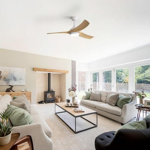 52 in. Modern Indoor/Outdoor White LED Ceiling Fan with Light Kit and Remote Control Sofucor Ceiling Fans With Lights