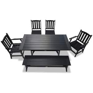Tuscany Black 6-Piece Plastic Rectangle Outdoor Dining Set