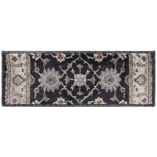 Stratford Karley Deep Blue/Whitecap 9 in. x 26 in. Woven Polypropylene Stair Tread Cover (Set of 1)