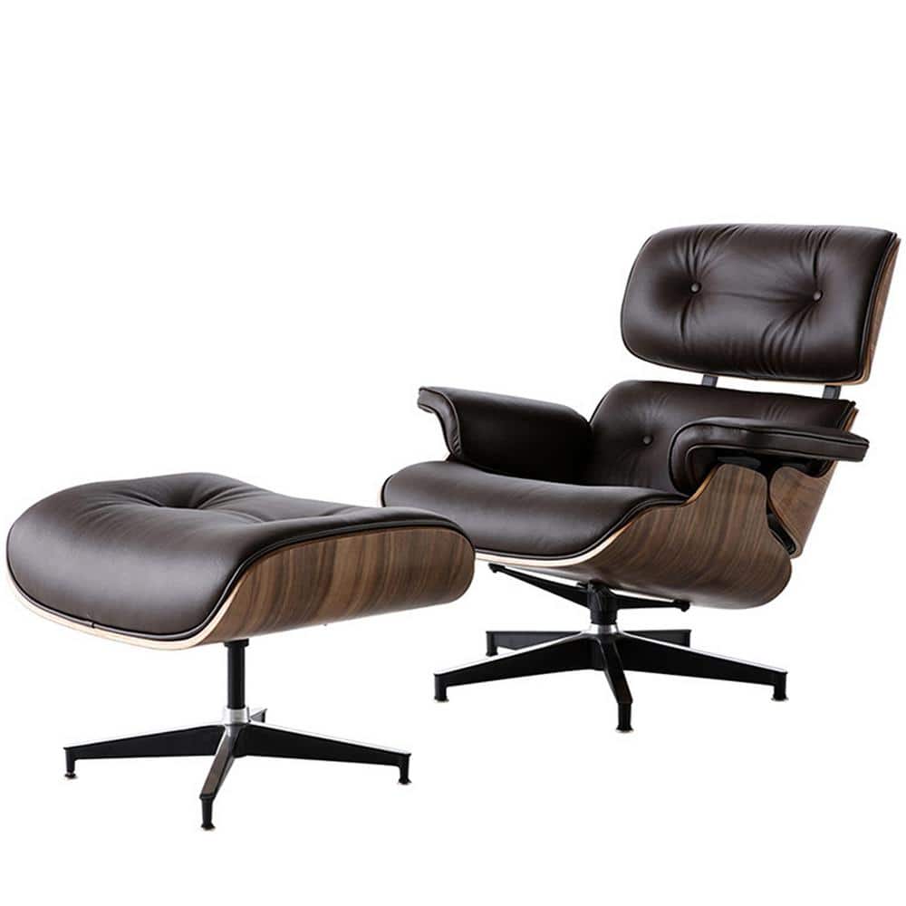 Comfortable Dark Brown Lounge Chair in Top Layer Cowhide Arm Chair