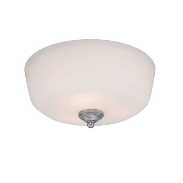 Millennium Lighting 3-Light Brushed Pewter Semi Flush Mount with Etched White Glass