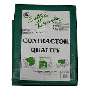 8 ft. x 10 ft. Black/Green Contractor Grade Value Poly Tarp