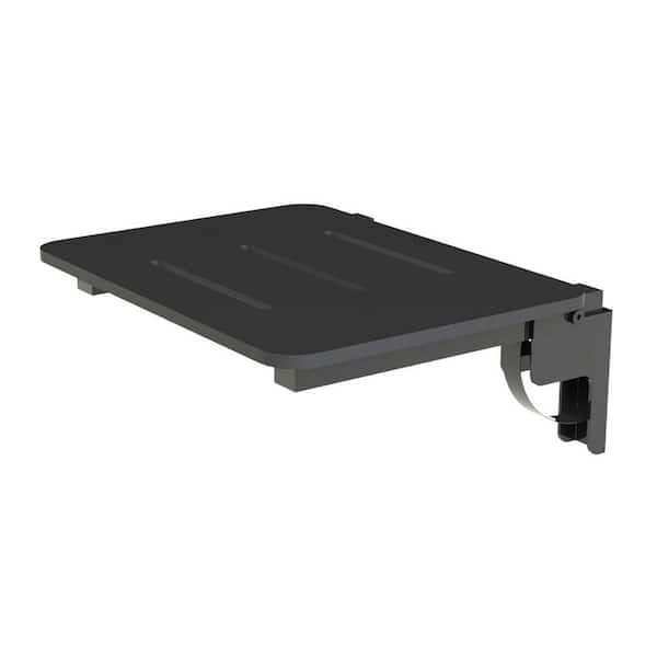 UPLYFT 22 in. Rectangle Wall Mount Folding Shower Seat with Black Phenolic Slotted Top and Matte Black Base