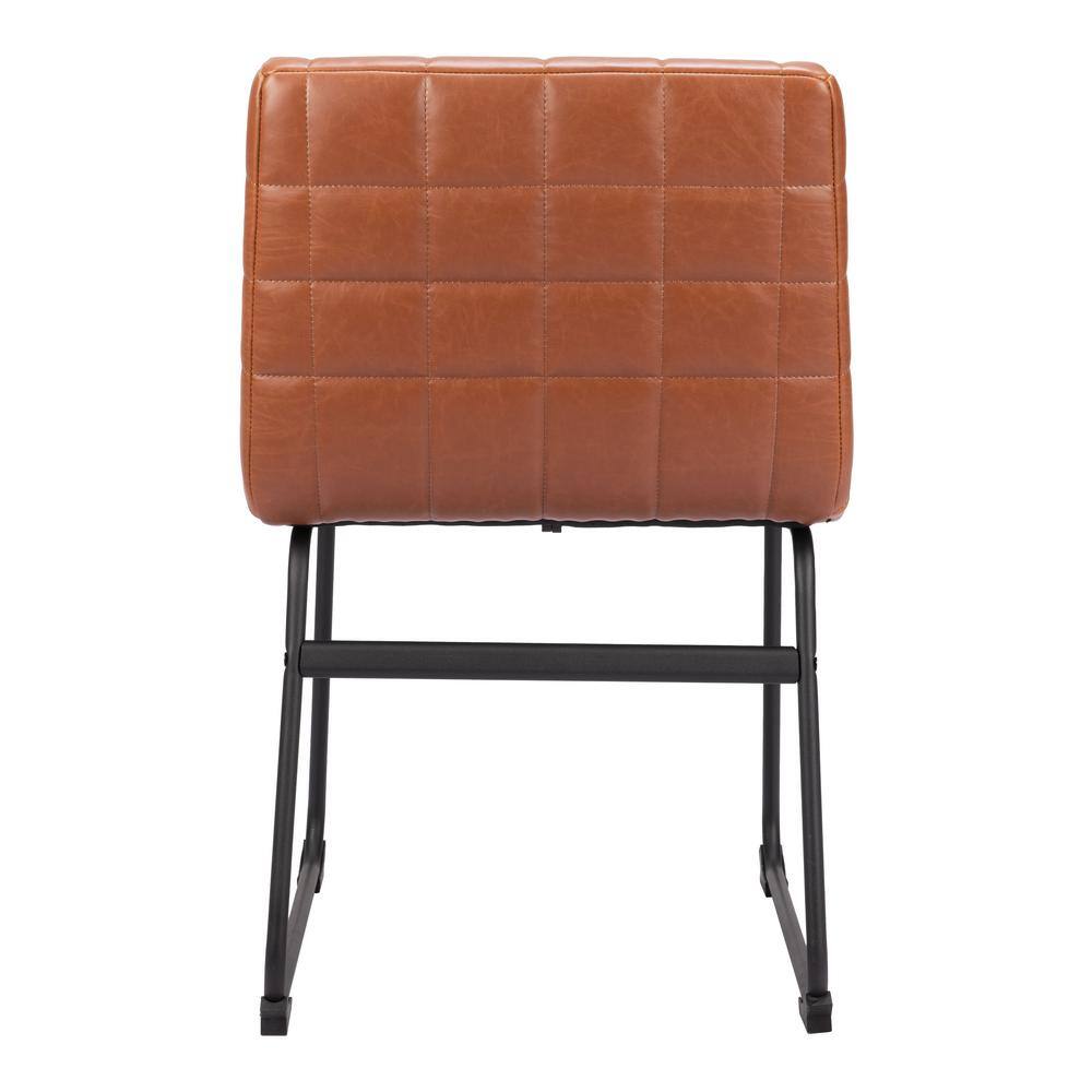 Pago Brown Faux Leather Upholstered Dining Chairs with Metal Frame