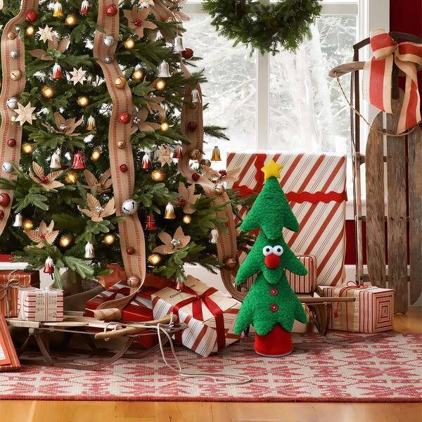 LuxenHome 17 in. H Green Animated Singing Christmas Tree Holiday