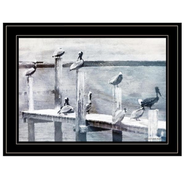 HomeRoots Charlie Birds on a Pier 1-Piece Framed Wall Art 15 in. x 19 in.