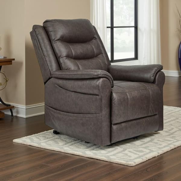 Otim Brown Faux Leather Glider Power Recliner Chair with Heat Massage