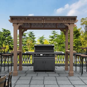 8 ft. W x 5 ft. D Wooden Grill Gazebo Outdoor with Steel Roof