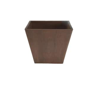 Square Plank 13.8 in. L x 13.8 in. W x 11.4 in. H Chocolate Indoor/Outdoor Resin Decorative Planter 1-Pack