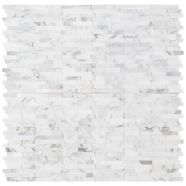 Take Home Tile Sample - Calacatta Marbella Peel and Stick 4 in. x 4 in. Honed Marble Mosaic Tile (0.25 sq. ft.)