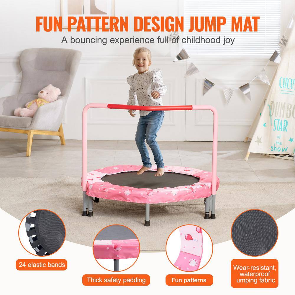 Pink Foldable Kids' Trampoline with Foam Handle
