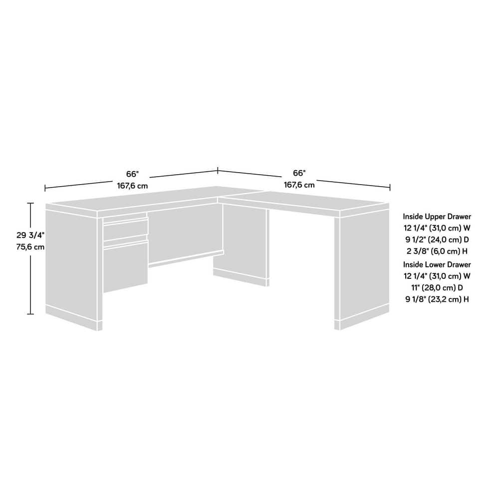 Mystic Oak Gray L-Shaped Computer Desk with Drawer and Filing Cabinet