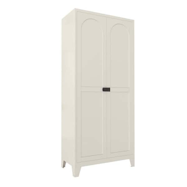 70.87 in. H Beige Steel Pantry Organizer with Doors and Adjustable Shelves