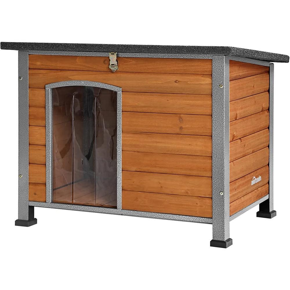 Wooden Heavy-Duty Dog Crates House with Strong Iron Frame, Medium Size, Bro