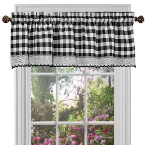 Buffalo Check 14 in. L Polyester/Cotton Window Curtain Valance in Black