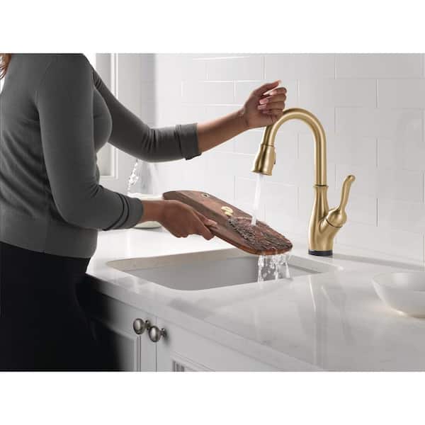 Leland Gold Touch2O with Touchless Technology Single Handle Bar Faucet in Champagne Bronze