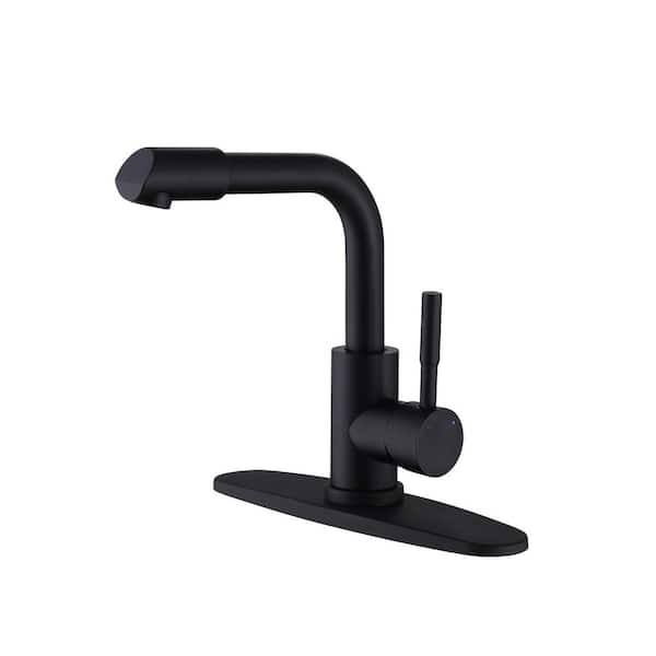 Single Handle Single Hole Bathroom Faucet in Matte black