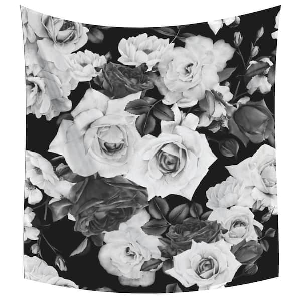 RoomMates Black And White Floral Tapestry