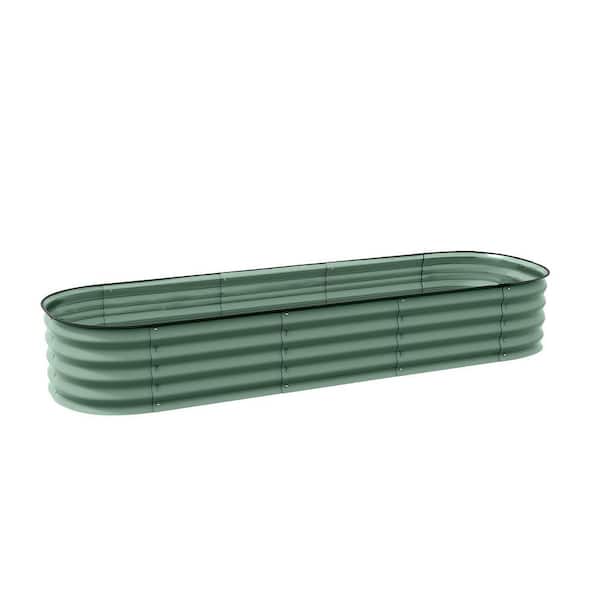 6.4 ft. x 2 ft. x 1 ft. Steel Galvanized Raised Garden Bed Kit in Green