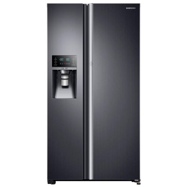 Samsung 21.5 cu. ft. Side by Side Refrigerator in Fingerprint Resistant Black Stainless, Counter Depth Food Showcase Design