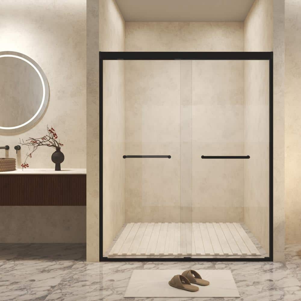 44-48 in.W x 72 in.H Black Aluminum Frame Double Sliding Shower Door,6mm SGCC Tempered Glass,Explosion Proof Film price history on PriceWatchPro