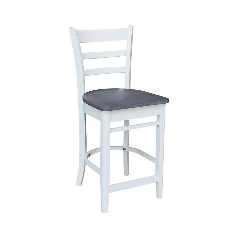 Emily 24" Solid Parawood Counterheight Stool in Hickory/Washed Coal