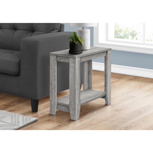 Unbranded 11.75 in. Grey Rectangular Particle Board End Table With Bottom Shelf