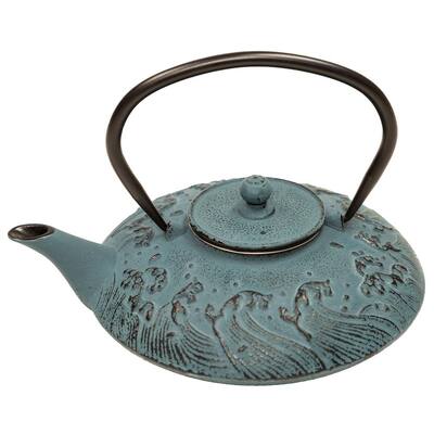 27 oz. Blue Cast Iron "Tranquility" Teapot