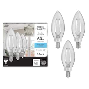 Feit Electric 60-Watt Equivalent B10 E12 Candelabra Dim White